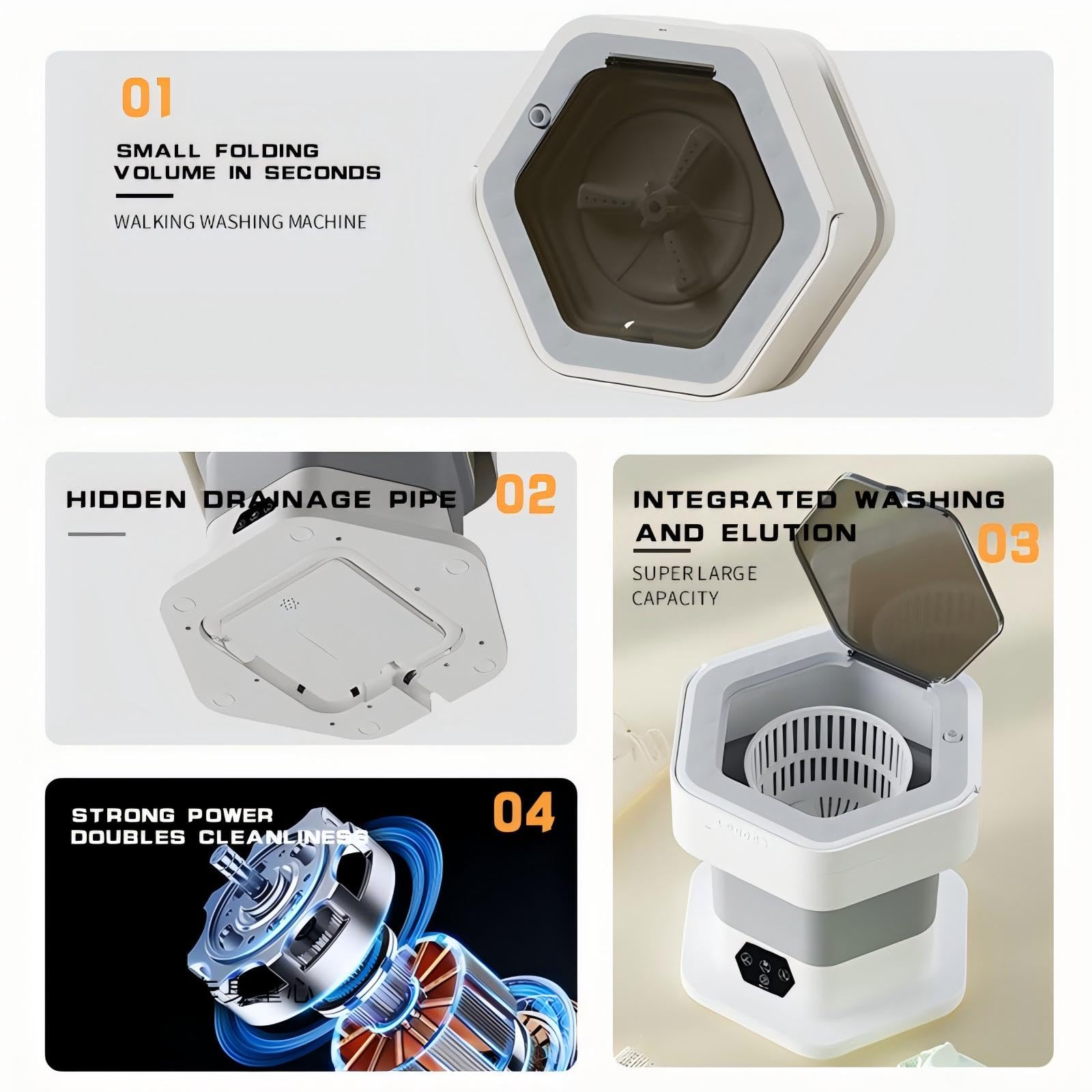 Portable Mini Washing Machine 15L with Upgraded Spin Basket, Compact Clothes Washer for Underwear, Baby Clothes & Small Items, Ideal for Home, Apartments, RV Tours, Dormitories & Hotels