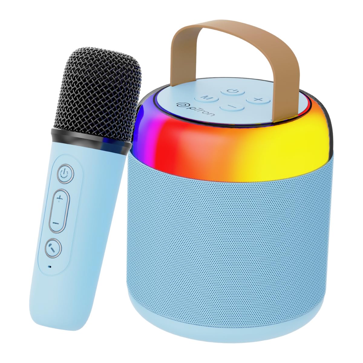 Newly Launched Fusion Tunes 10W Mini Bluetooth Speaker, Wireless Karaoke Mic, 8Hrs Playtime, Vivid RGB Lights, Voice Effects, Multi-Play Modes BT5.1/TF Card & Type-C Charging (Light Pink)