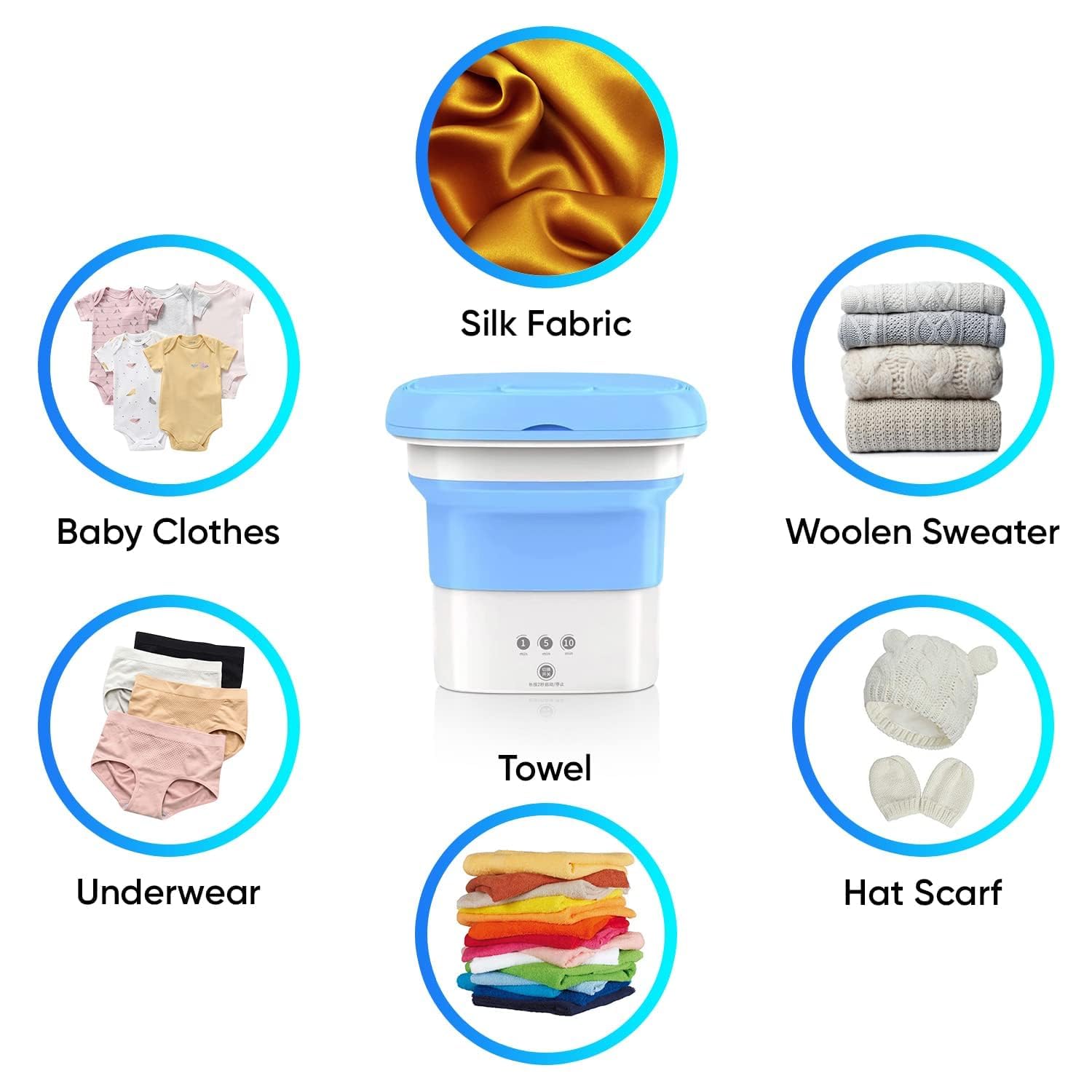 Portable Mini Washing Machine 15L with Upgraded Spin Basket, Compact Clothes Washer for Underwear, Baby Clothes & Small Items, Ideal for Home, Apartments, RV Tours, Dormitories & Hotels