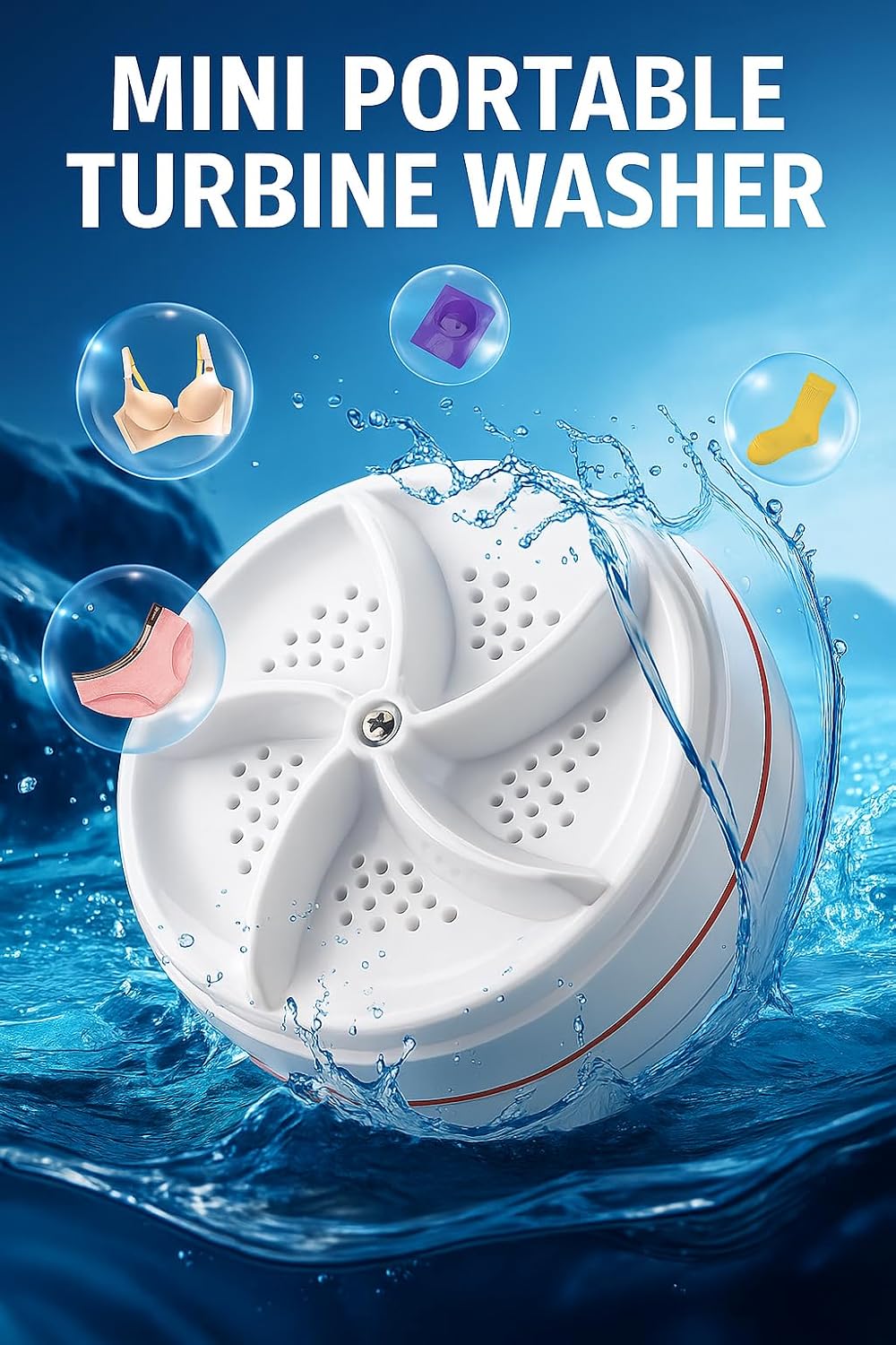 Mini Washing Machine Turbine Washing Machine Washing Machine Door Hinge Ultrasonic Lightweight Turbo Washer with USB Cable - for Home Camping Dorms Business College Rooms