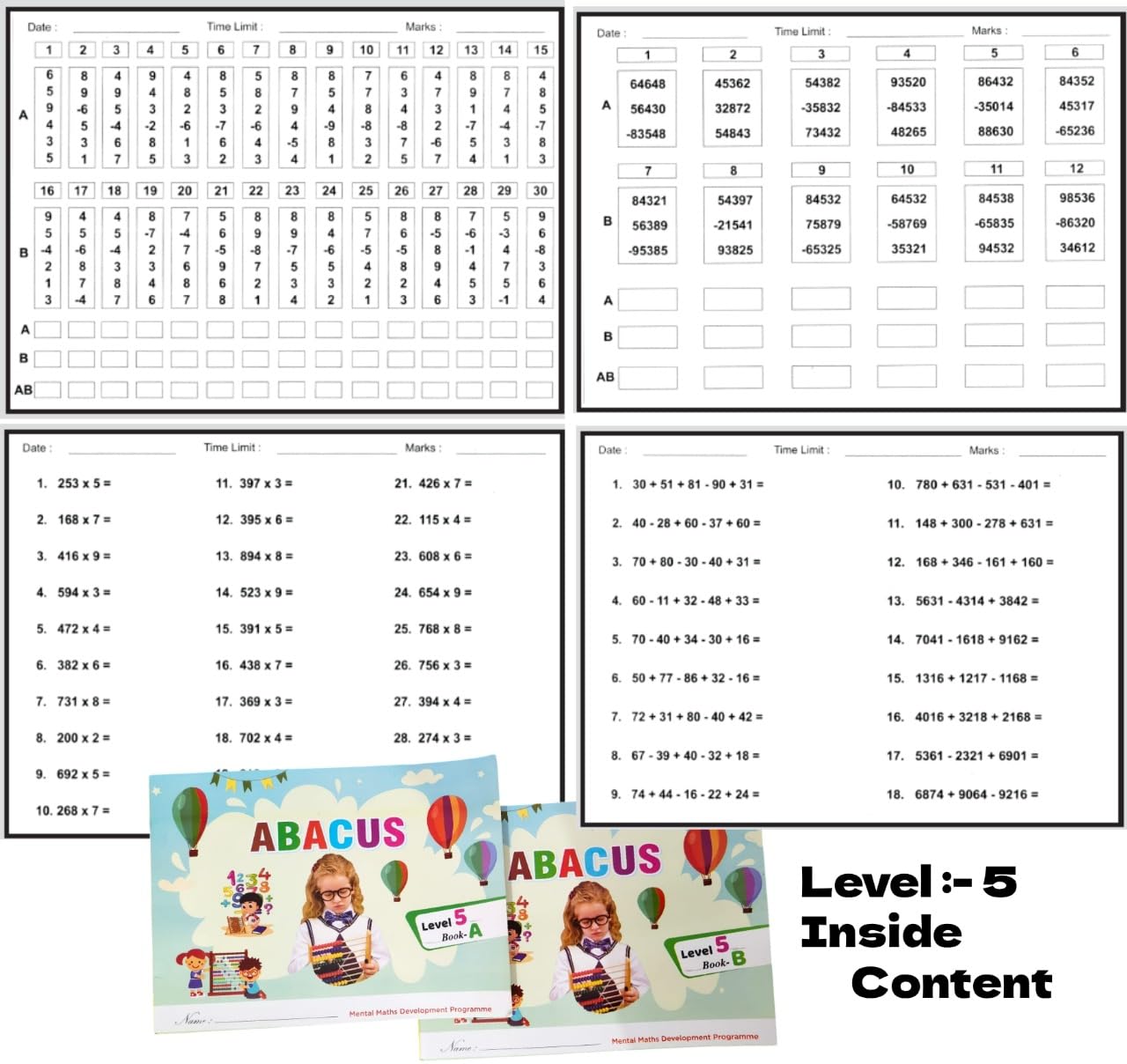 Abacus Books Level 0 to Level 8 (A & B) 18 Combo Practice Workbooks (Pack of 18) | Ages 4 & Up | Engaging Learning for Kids