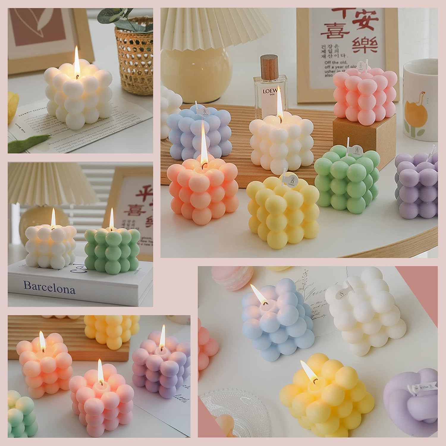 Bubble Candle, Decorative Cube Shape Hand-Poured, Long-Lasting Aromatherapy Candle for Home Decor, Gift Eco-Friendly (Pack of 2) (Big Bubble Cube)