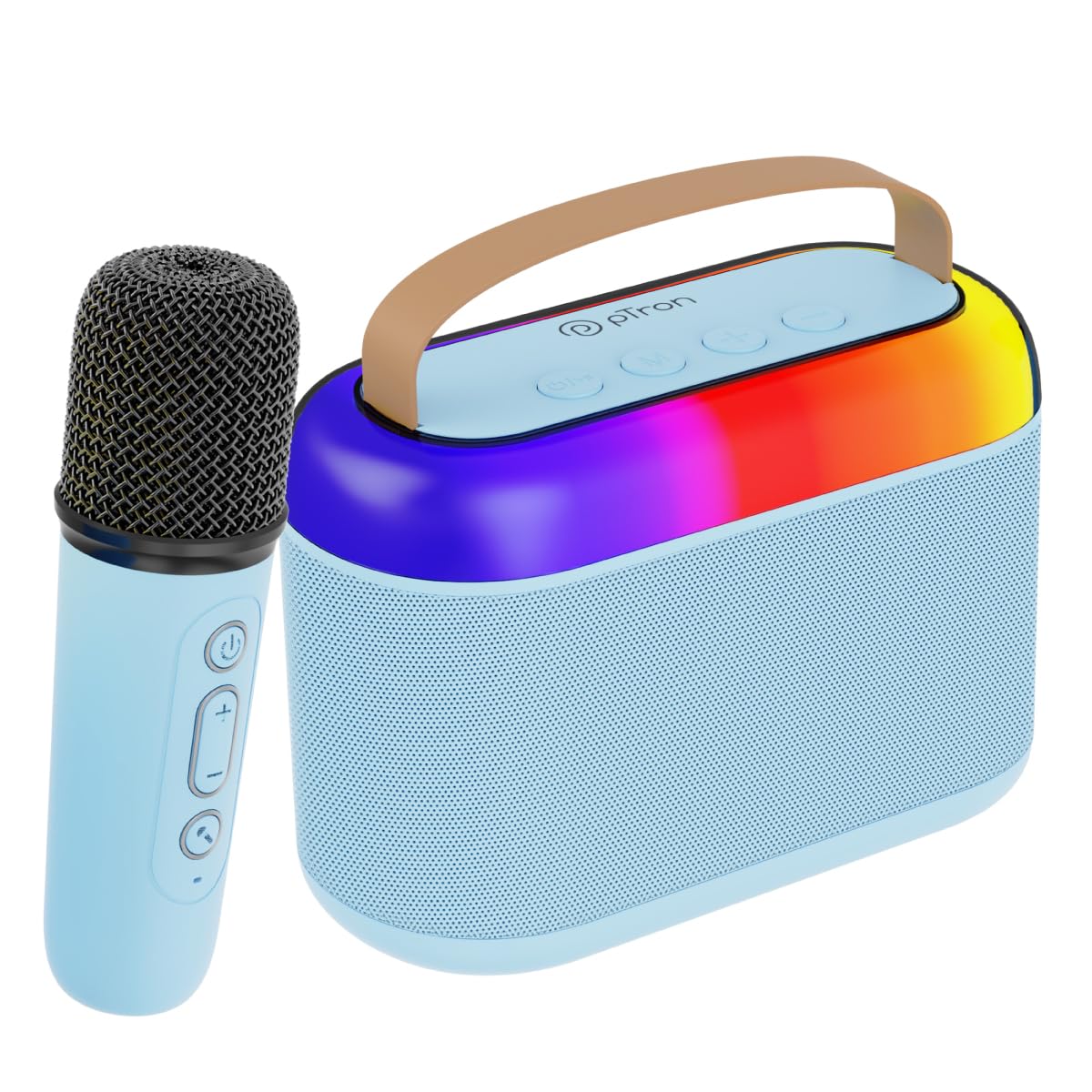 Newly Launched Fusion Tunes 10W Mini Bluetooth Speaker, Wireless Karaoke Mic, 8Hrs Playtime, Vivid RGB Lights, Voice Effects, Multi-Play Modes BT5.1/TF Card & Type-C Charging (Light Pink)