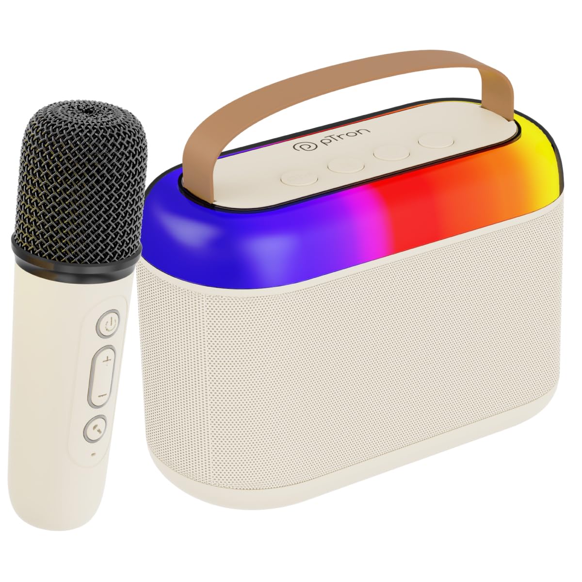Newly Launched Fusion Tunes 10W Mini Bluetooth Speaker, Wireless Karaoke Mic, 8Hrs Playtime, Vivid RGB Lights, Voice Effects, Multi-Play Modes BT5.1/TF Card & Type-C Charging (Light Pink)