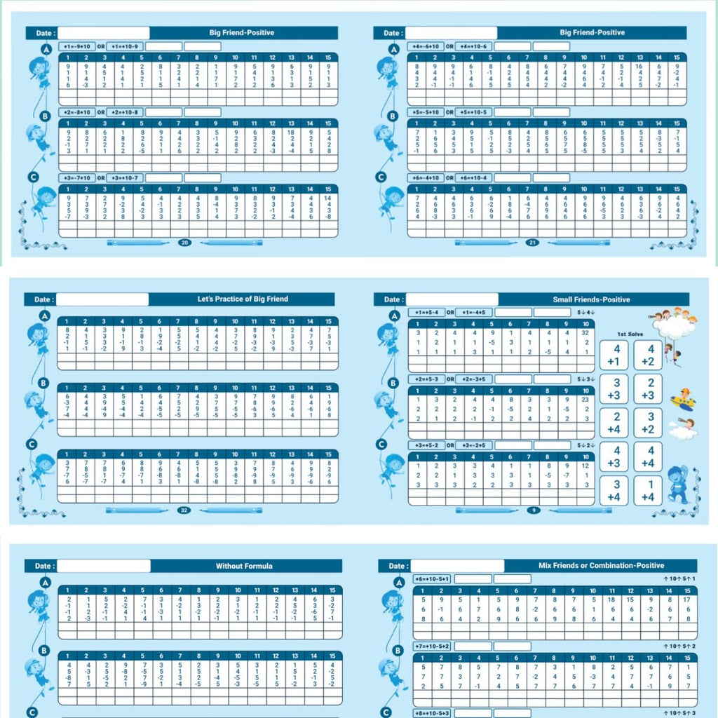 Abacus Books Level 0 to Level 8 (A & B) 18 Combo Practice Workbooks (Pack of 18) | Ages 4 & Up | Engaging Learning for Kids