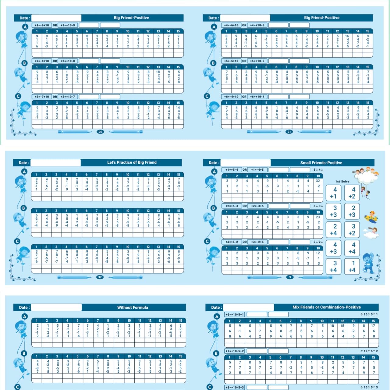 Abacus Books Level 0 to Level 8 (A & B) 18 Combo Practice Workbooks (Pack of 18) | Ages 4 & Up | Engaging Learning for Kids