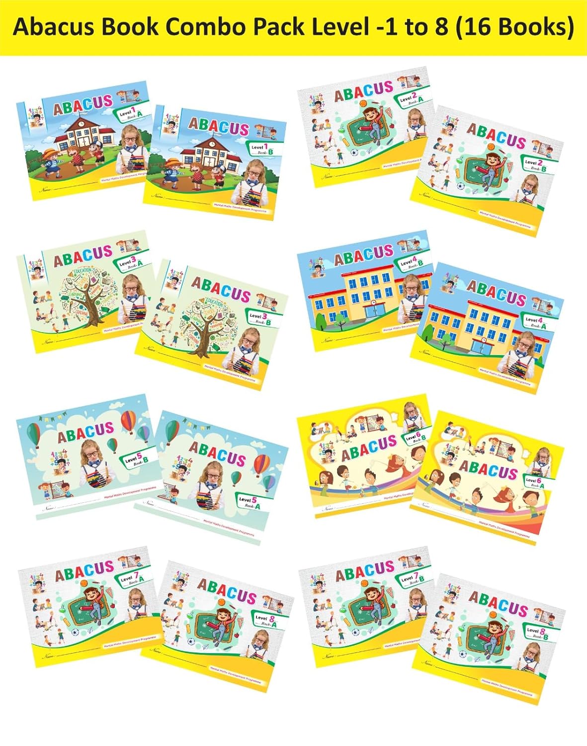 Abacus Books Level 0 to Level 8 (A & B) 18 Combo Practice Workbooks (Pack of 18) | Ages 4 & Up | Engaging Learning for Kids