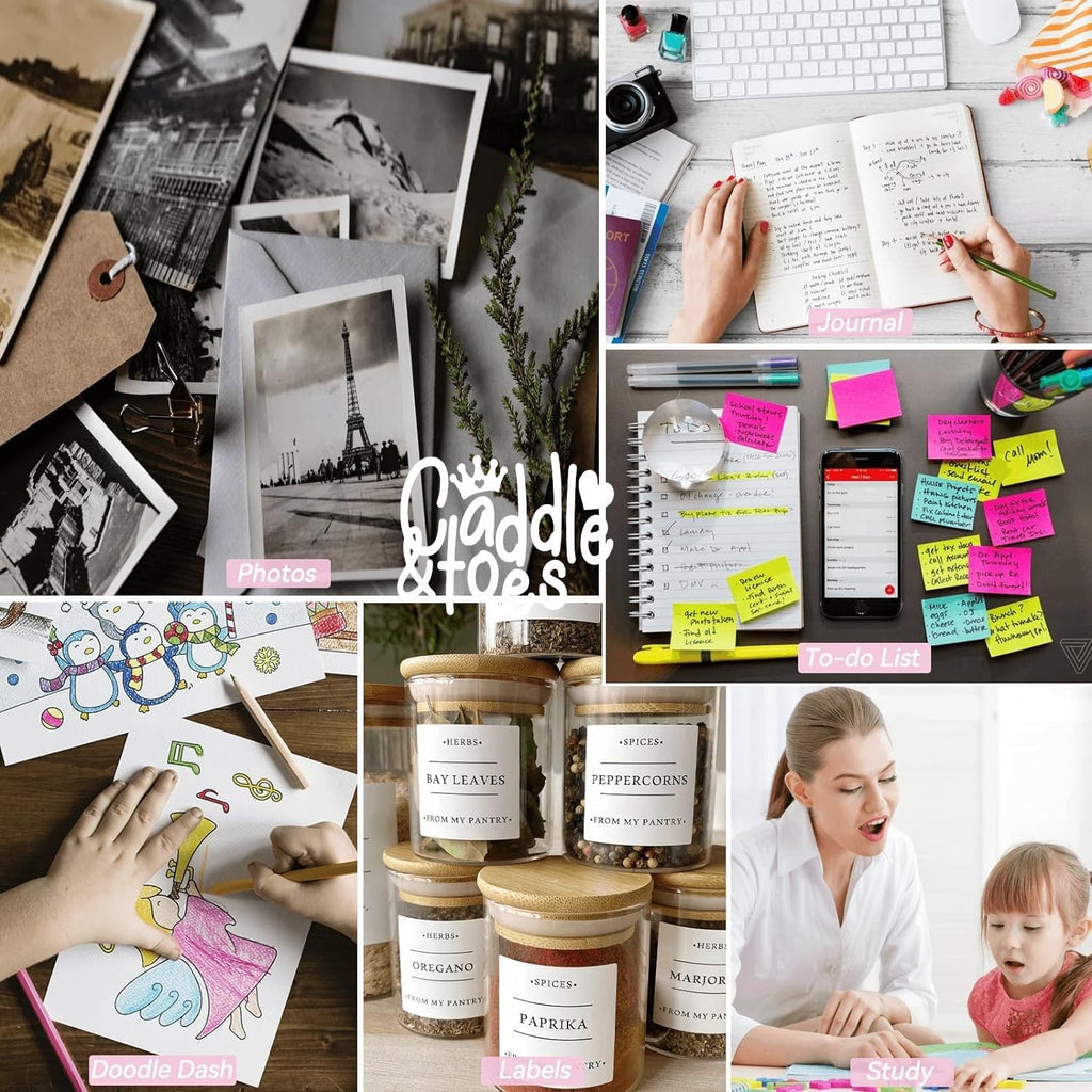 Mini Portable Thermal Printer – Bluetooth Wireless Photo & Label Printer for Kids with 1 Paper Roll – 57mm Black & White Pocket Printer for Mobile, School, Stickers (Assorted)