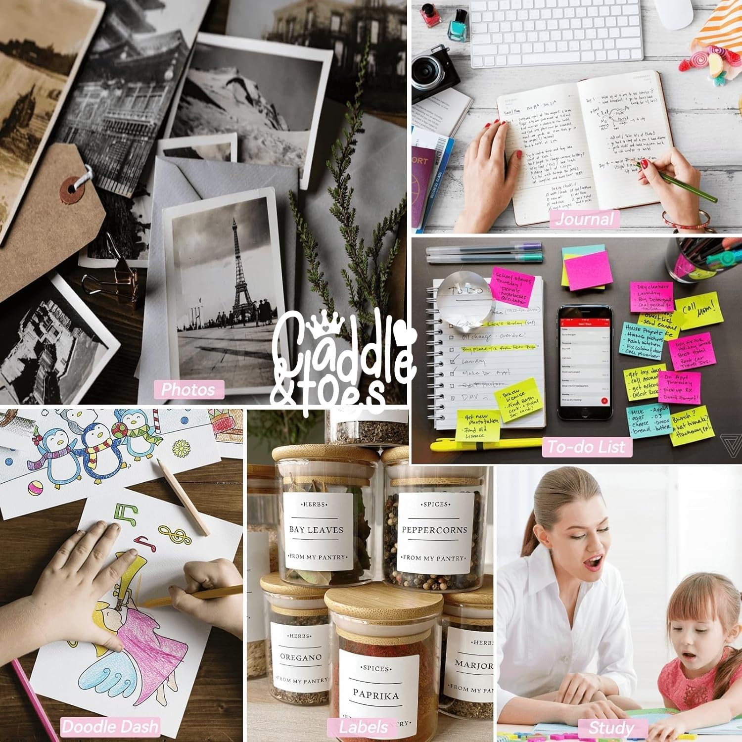 Mini Portable Thermal Printer – Bluetooth Wireless Photo & Label Printer for Kids with 1 Paper Roll – 57mm Black & White Pocket Printer for Mobile, School, Stickers (Assorted)